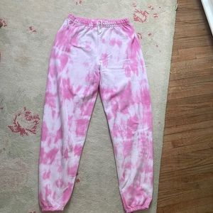 Pink tie dye sweatpants and matching top in size medium (pictured seperate)